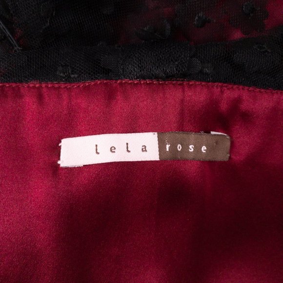 Lela Rose Dress 6 Silk Daisy Mesh Bubble Mini Red Holiday - Picture 10 of 13